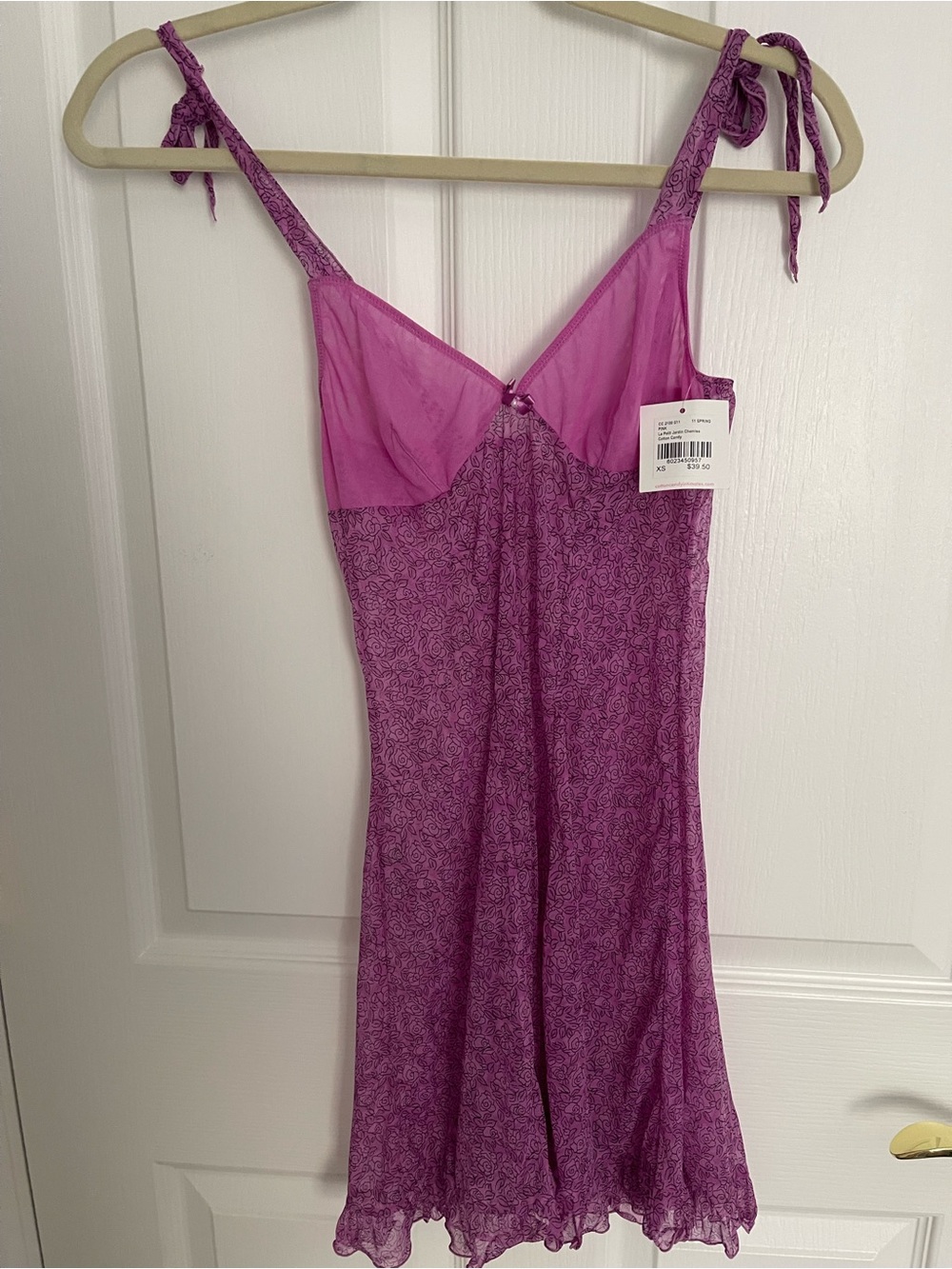 Cotton Candy Pink Floral Mesh Chemise
